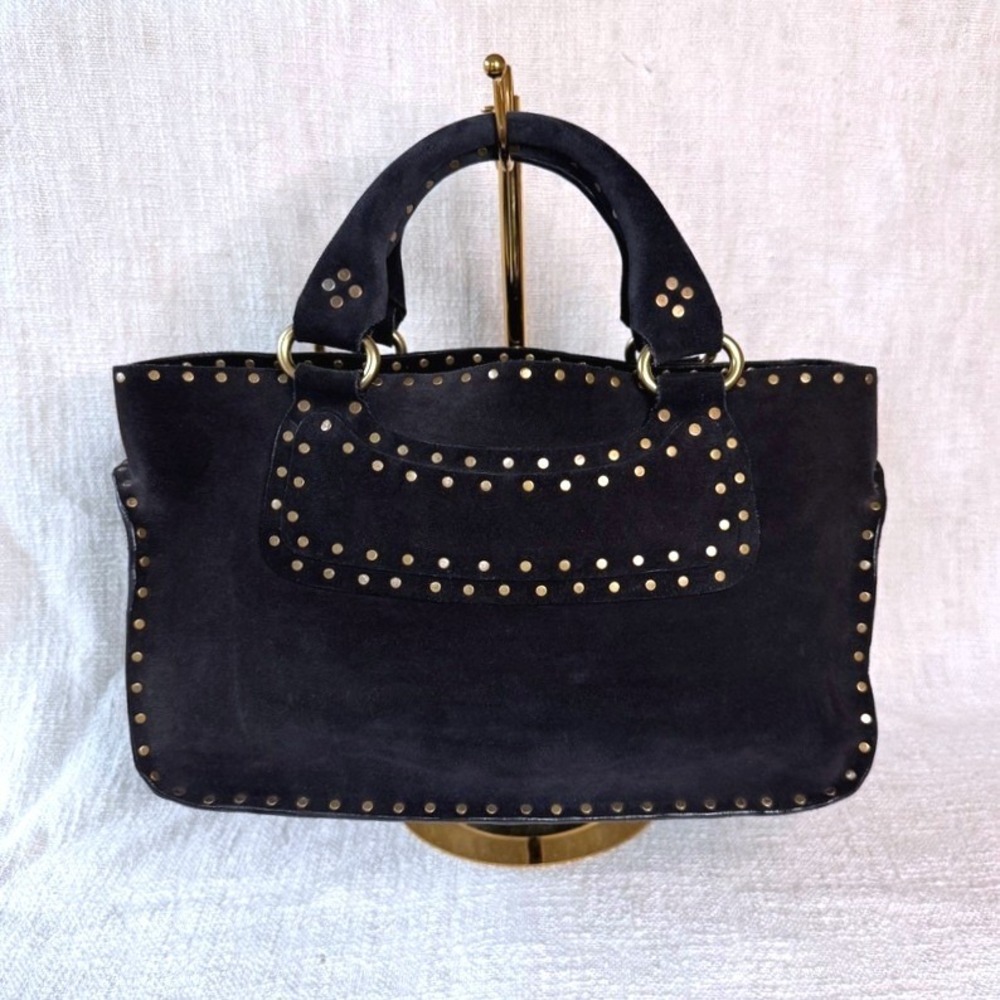 Vintage‎ Celine Boogie Bag Black Suede Gold Stud Michael Kors Era Y2K